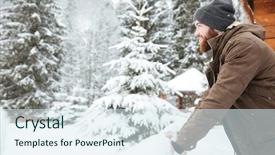  Presentation with mountain snow - Cool new PPT theme with attractive happy young man backdrop and a sky blue colored foreground