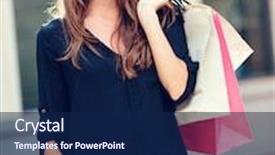  Presentation with mall - Slide set enhanced with attractive happy young woman shopping at the mall background and a navy blue colored foreground