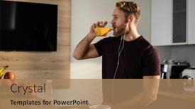  Presentation with healthy juice - Colorful theme enhanced with attractive-healthy-young-man-having backdrop and a coral colored foreground