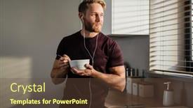  Presentation with healthy breakfast - Cool new slide set with attractive-healthy-young-man-having backdrop and a tawny brown colored foreground