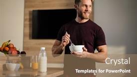  Presentation with healthy breakfast - Presentation featuring attractive-healthy-young-man-having background and a coral colored foreground