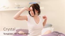  Presentation with high school - Audience pleasing PPT theme consisting of attractive high-school girl wake up in student apartment backdrop and a lemonade colored foreground