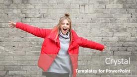  Presentation with red brick wall - Presentation theme with red jacket near brick wall background and a gray colored foreground