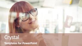  Presentation with sticky notes - Amazing slide deck having attractive hipster woman looking at sticky notes in her office backdrop and a coral colored foreground