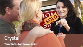  Presentation with real estate prices - Slides with attractive hispanic female real estate background and a coral colored foreground