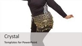  Presentation with dancing - Cool new PPT layouts with attractive hispanic woman dancing on a white background backdrop and a light gray colored foreground