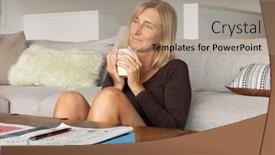  Presentation with living life - Slide set consisting of attractive-housewife-in-her-fifties background and a coral colored foreground