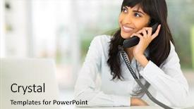  Presentation with indian - Amazing presentation theme having worker talking on the phone backdrop and a light gray colored foreground