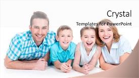  Presentation with young children - PPT theme with attractive kids - caucasian happy smiling young family background and a white colored foreground