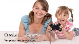  Presentation with mother child - Presentation theme having attractive kids - happy family - mother background and a coral colored foreground