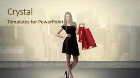  Presentation with tall buildings - Cool new PPT theme with holding red shopping bags standing backdrop and a lemonade colored foreground