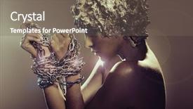  Presentation with chains - Presentation theme with attractive lady trying to cast off chains background and a gray colored foreground