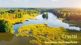  Presentation with earth eye - PPT theme consisting of attractive-lake-surrounded background and a gold colored foreground