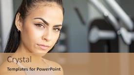  Presentation with latina - Theme having attractive-latina-fitness-model-working background and a coral colored foreground