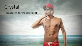  Presentation with lifeguard - Audience pleasing presentation theme consisting of attractive lifeguard backdrop and a light gray colored foreground