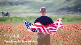  Presentation with independence - Colorful presentation enhanced with attractive-man-holding-flag backdrop and a coral colored foreground