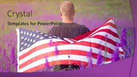  Presentation with independence - Colorful presentation enhanced with attractive-man-holding-flag backdrop and a coral colored foreground