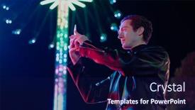  Presentation with take the lead - Slide deck with attractive-man-take-photo background and a navy blue colored foreground