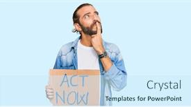  Presentation with now - Presentation design with attractive-man-with-long-hair background and a cool aqua colored foreground