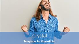  Presentation with 80s disco - Cool new presentation theme with attractive-man-with-long-hair backdrop and a teal colored foreground