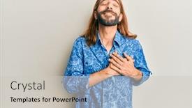  Presentation with 80s disco - Presentation with attractive-man-with-long-hair background and a light gray colored foreground