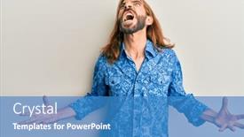  Presentation with 80s disco - Cool new slide set with attractive-man-with-long-hair backdrop and a teal colored foreground