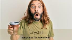  Presentation with infusion - Colorful PPT layouts enhanced with attractive-man-with-long-hair backdrop and a coral colored foreground