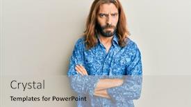  Presentation with 80s disco - Cool new slides with attractive-man-with-long-hair backdrop and a light gray colored foreground