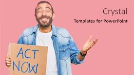  Presentation with now - PPT layouts enhanced with attractive-man-with-long-hair background and a coral colored foreground