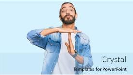 Presentation with denim - Cool new slide deck with attractive-man-with-long-hair backdrop and a light blue colored foreground