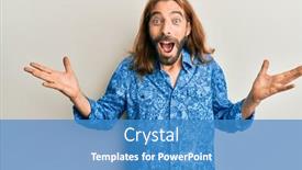  Presentation with 80s disco - PPT theme consisting of attractive-man-with-long-hair background and a teal colored foreground