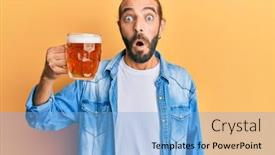  Presentation with long hair man - PPT theme with attractive-man-with-long-hair background and a light blue colored foreground