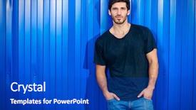  Presentation with masculine - Theme with attractive masculine man standing background and a cobalt blue colored foreground
