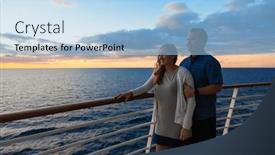  Presentation with cruise ship - Theme with attractive-middle-aged-couple-enjoying background and a light blue colored foreground