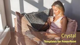  Presentation with remote work - Theme enhanced with attractive-middle-aged-domestic-lady background and a tawny brown colored foreground