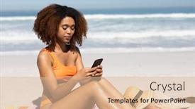  Presentation with shining - Colorful presentation enhanced with attractive-mixed-race-woman-enjoying backdrop and a lemonade colored foreground