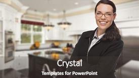  Presentation with custom - Audience pleasing PPT theme consisting of attractive mixed race young woman standing in beautiful custom kitchen backdrop and a dark gray colored foreground