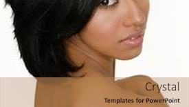  Presentation with ethnic - Presentation theme consisting of attractive-multi-ethnic-woman-turning background and a coral colored foreground