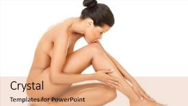  Presentation with side effects of injectable drugs - PPT theme having attractive naked woman sitting side background and a coral colored foreground