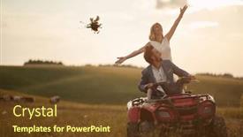  Presentation with rural - Presentation theme featuring attractive-newlyweds-driving-quad-together background and a tawny brown colored foreground