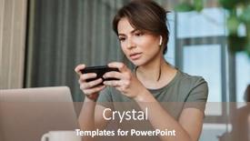  Presentation with laptop wireless - Presentation design featuring attractive-pensive-young-woman-working background and a coral colored foreground