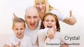  Presentation with family - Colorful PPT theme enhanced with attractive playful family in white backdrop and a lemonade colored foreground
