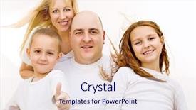  Presentation with finger - Audience pleasing presentation theme consisting of attractive playful family in white backdrop and a sky blue colored foreground