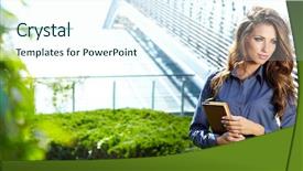  Presentation with real estate - Colorful slide deck enhanced with attractive-real-estate-agent-woman backdrop and a sky blue colored foreground