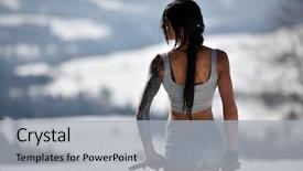  Presentation with winter - Slide deck enhanced with muscle theme - attractive sensual woman in shorts background and a light gray colored foreground