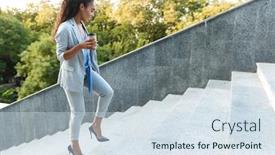  Presentation with stairs - PPT layouts enhanced with attractive-smiling-african-business-woman background and a sky blue colored foreground