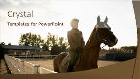  Presentation with rider - Presentation theme featuring attractive-smiling-female-horse-rider background and a cream colored foreground