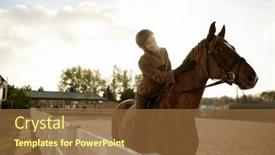  Presentation with rider - Presentation with attractive-smiling-female-horse-rider background and a tawny brown colored foreground