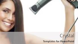  Presentation with happy smiling woman dental health - Colorful slides enhanced with attractive-smiling-woman-portrait backdrop and a white colored foreground