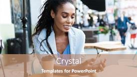  Presentation with coffe - Colorful PPT layouts enhanced with attractive-smiling-young-african-businesswoman backdrop and a coral colored foreground